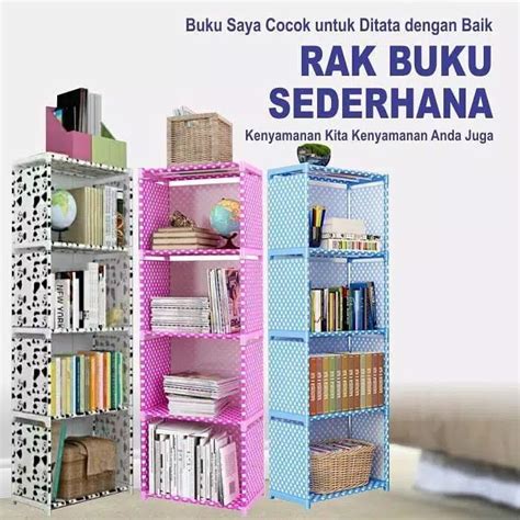 Jual Rak Buku 2 Pipa Tengah Rak Buku Susun 4 Ruang Serbaguna Shopee