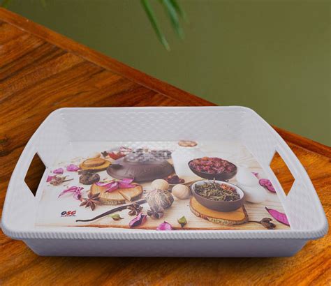 Buy White Tea set Printed Serving Tray at 43% OFF Online | Wooden Street