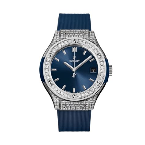 Đồng Hồ Hublot Classic Fusion Blue Titanium Pavé 33mm 581 Nx 7170 Rx