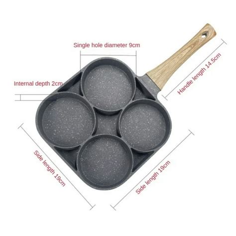 Oydwei Non Stick Four Hole Egg Burger Frying Pan Breakfast Hamburger