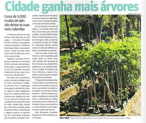 Secretaria De Meio Ambiente De Sete Lagoas Reportagem Do Jornal