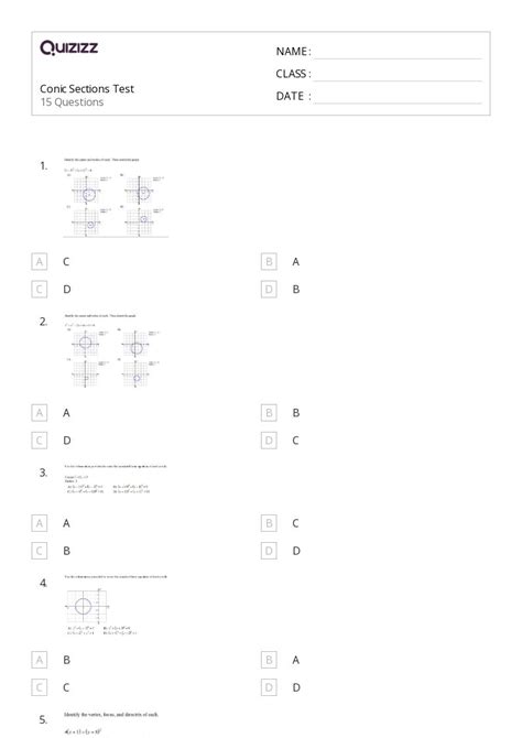 50 Conic Sections Worksheets For 11th Grade On Quizizz Free And Printable