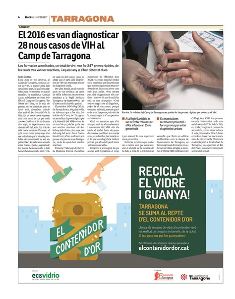 El 2016 Es Van Diagnosticar 28 Nous Casos De VIH Al Camp De Tarragona