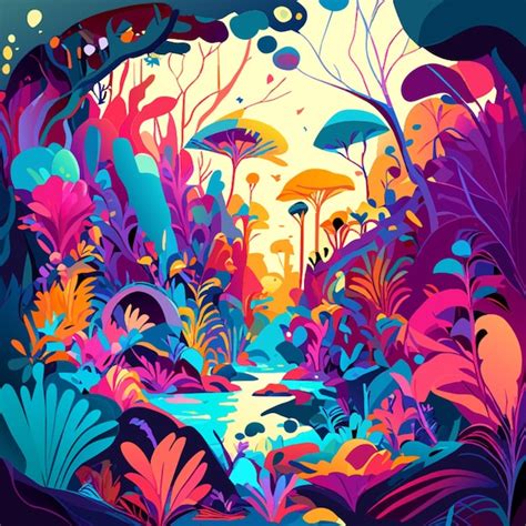 Premium Vector Create A Watercolor Dreamscape With Vibrant Surreal