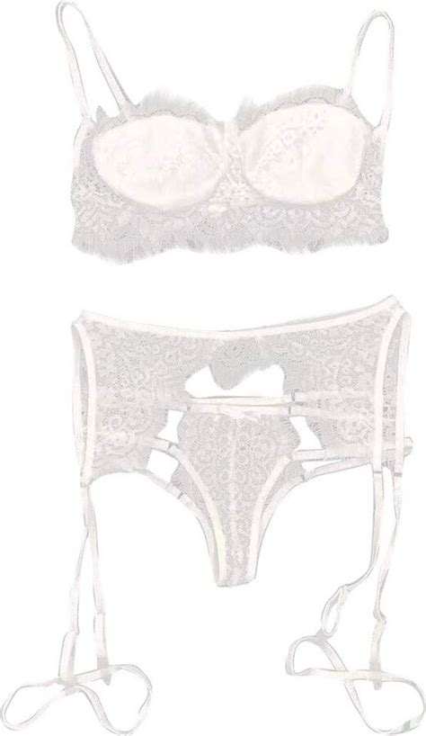 Lingerie Set For Women Sexy Bralette Underwear With Garter 3 Piece Bra