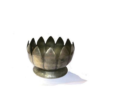 ASIAN Silver Plated Vintage Brass Flower LOTUS Bowl Silver Etsy