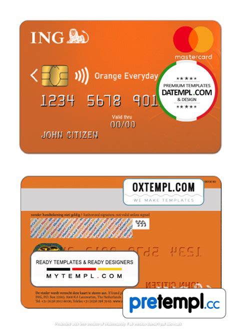 Dutch Ing Orange Mastercard Example In Psd Format Fully Editable