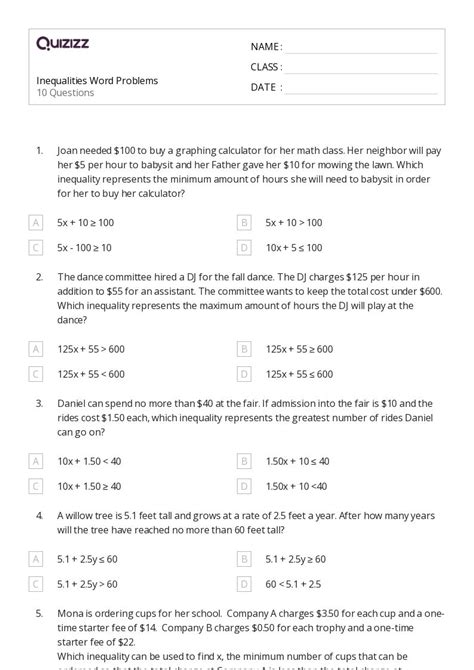 50 Math Word Problems Worksheets For 8th Grade On Quizizz Free And Printable