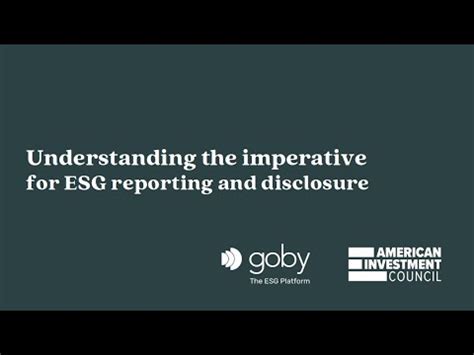 Understanding The Imperative For ESG Reporting And Disclosure YouTube