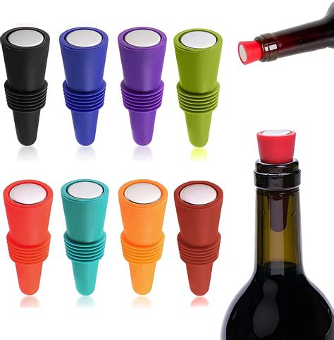 Ausein Tapon Para Vino Silicona Paquete De 8 Corchos Para Botellas De