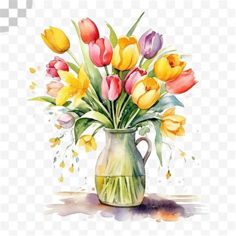 Premium Psd Tulips Watercolor Transparent Background