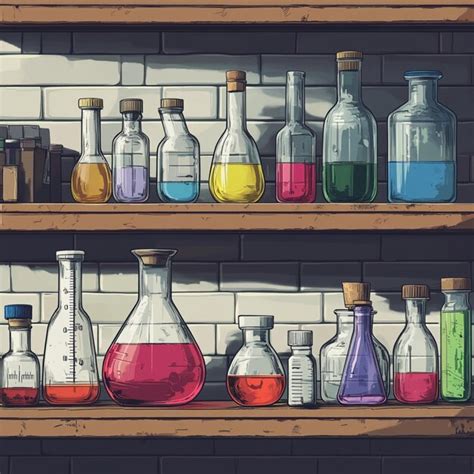 Colorful Clipart Set Featuring Chemistry Flasks With Different