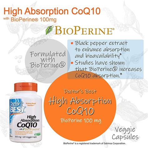 Doctor S Best High Absorption CoQ10 With BioPerine 100 Mg 120 Veggie Caps