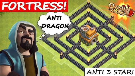 Clash Of Clans Epic Th7 War Base The Fortress Anti Dragon And Anti 3 Star 2015 Youtube