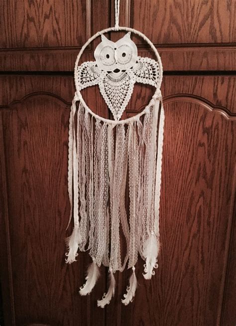 Owl Dreamcatcher Large Catcher Hanging Crochet Dream Catcher Etsy