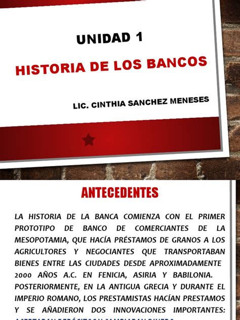 Unidad 1 Historia De Los Bancos 2022 Pdf Bancos Dinero