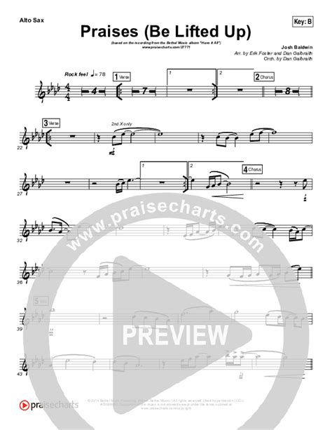 Praises Be Lifted Up Alto Sax Sheet Music Pdf Bethel Music Josh