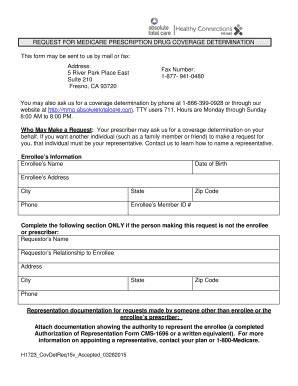 Fillable Online Coverage Determination Request Form Mmp Sc English