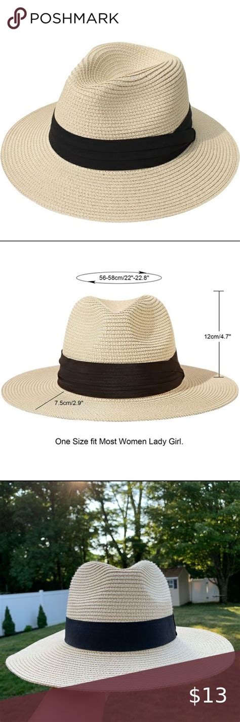 Lanzom Women Wide Brim Straw Panama Roll Up Fedora Beach Sun Hat Upf 50