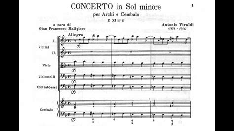 Antonio Vivaldi Concerto For Strings In G Minor Rv Sheet Music