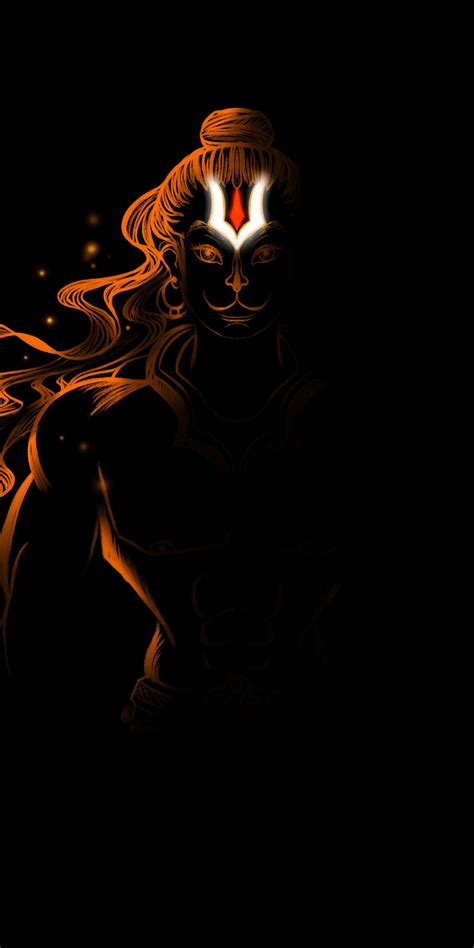 Lord Hanuman Wallpaper 4K, Black background, Hindu God