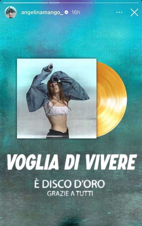 Angelina Mango Vince Il Disco D Oro Con Voglia Di Vivere