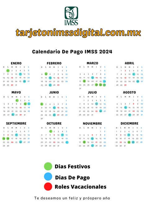 Calendario IMSS 2024 Para Trabajadores Activos