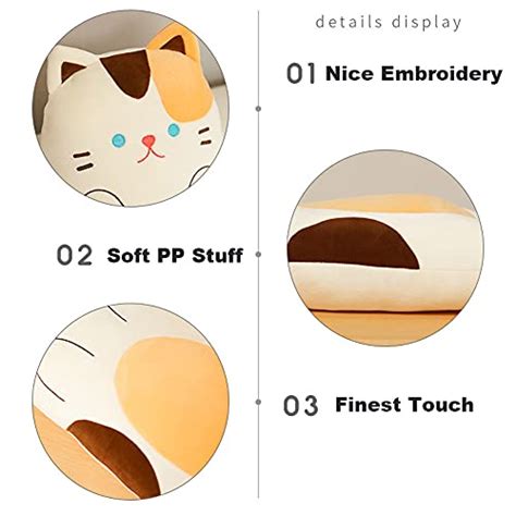 Calico Cat Plush Pillow Kitty Stuffed Animal Body Pillow, Super Soft ...