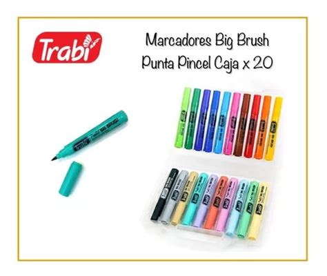 Marcador Trabi Big Brush Caja X Colores Pastel Y Clasicos