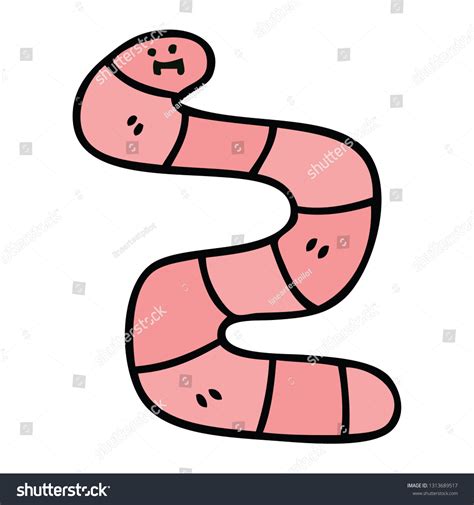 Hand Drawn Quirky Cartoon Worm Stock Vector Royalty Free 1313689517