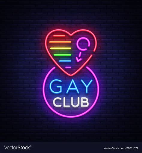 Gay club neon sign logo in neon style light Vector Image