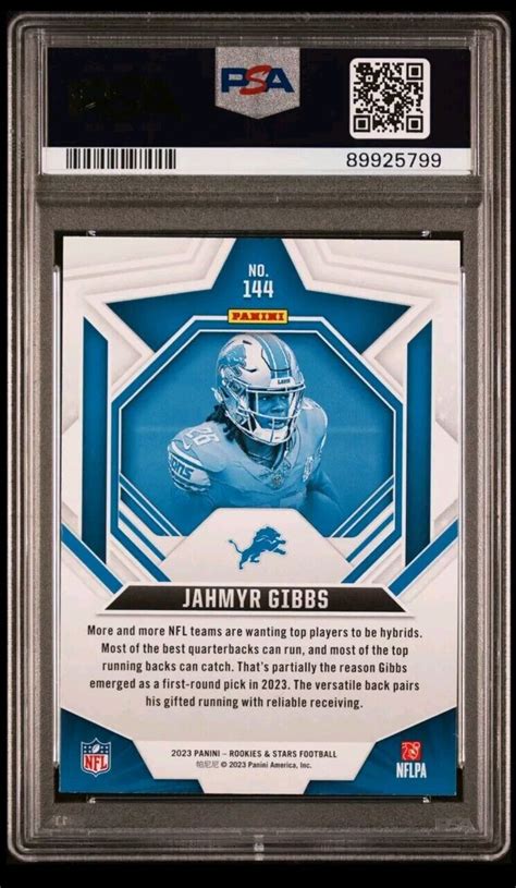 2023 Rookies Stars Jahmyr Gibbs Longevity 144 Rookie PSA 9 RC Lions