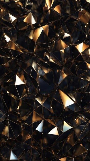 Premium Photo Abstract Black Metallic Faceted Crystal Background