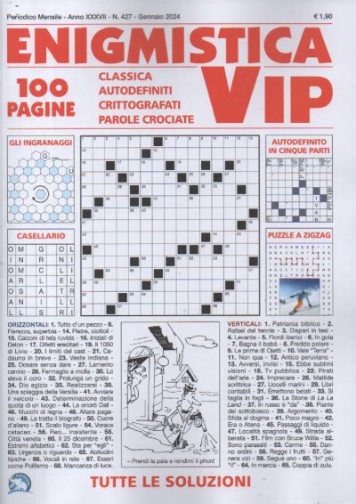 Enigmistica Vip N 427 Mensile Gennaio 2024 100 Pagine Italiano