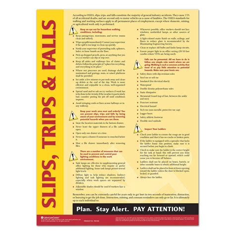 Slips Trips Falls Poster Osha Safety Workplace Posters