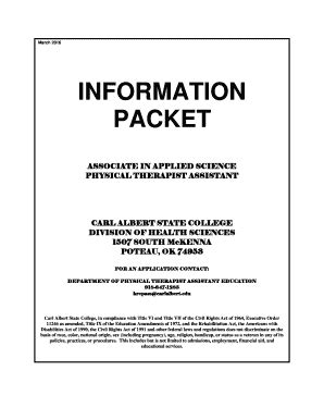 Fillable Online Carlalbert Pta Revised Info Packet Carl Albert