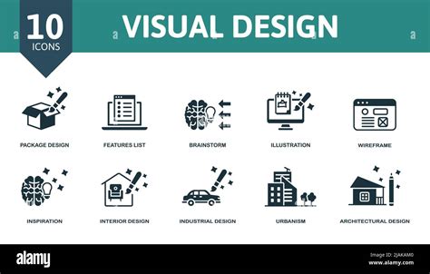 Visual Design Set Icon Editable Icons Visual Design Theme Such As