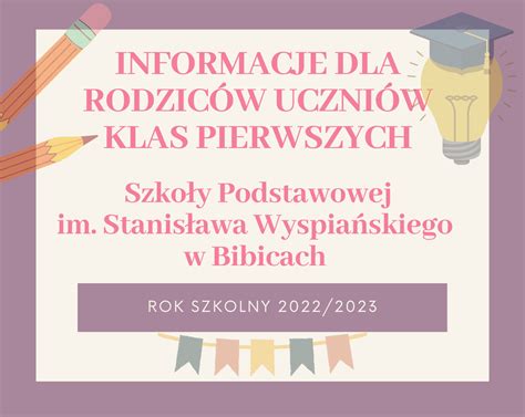 Informacje Dla Rodzic W Uczni W Klas Pierwszych Szko A Podstawowa W