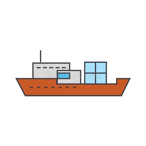 Ship Line Icon Concept Ship Flat Vector Sign Symbol Illustration