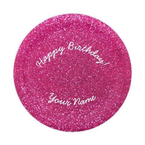 Happy Birthday Neon Hot Pink Glitter Paper Plates Zazzle Glitter Birthday Parties Glitter