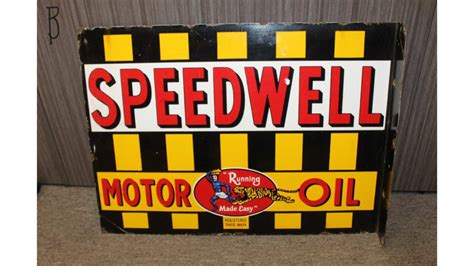 Speedwell Motor Oil Double Sided Porcelain Flange Sign For Sale At