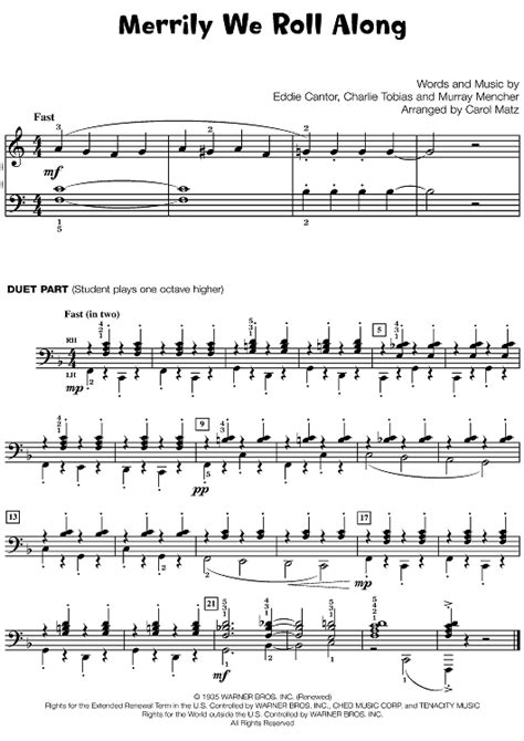 Merrily We Roll Along Sheet Music For Piano Sheet Music Now