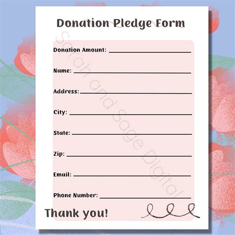 Donation Form Printable Donation Fundraising Flyer School Fundraiser Template Digital File