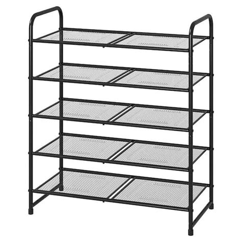 31 5 In H 18 Pair 5 Tier Black Metal Shoe Rack Shoes 621 The Home Depot