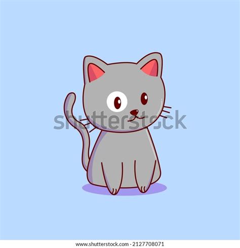 Cute Cat Cartoon Gray Cat Stock Vector Royalty Free 2127708071