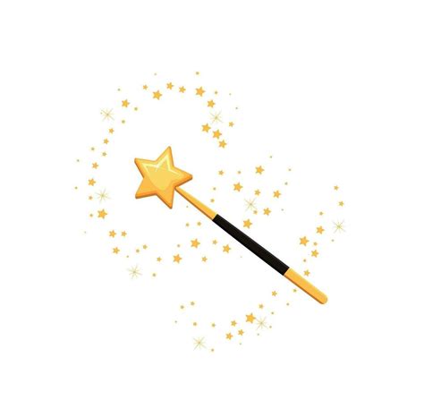 Decorative magic wand with a magic trace. Star shape magic accessory ...