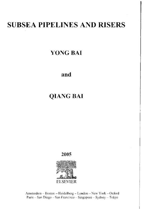 Pdf Subsea Pipeline And Risers By Yong Bai Dokumen Tips