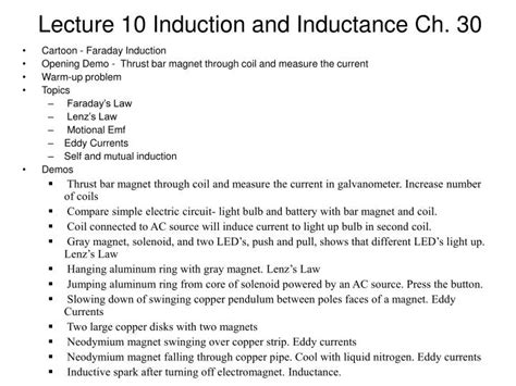 PPT Lecture 10 Induction And Inductance Ch 30 PowerPoint