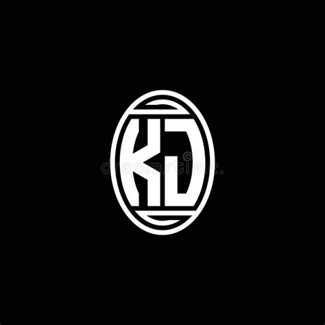 Kj Monogram Logo Isolated On Oval Rotate Shape Stock Vector