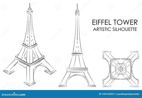 Eiffel Tower Artistic Silhouette Stock Vector - Illustration of front ...